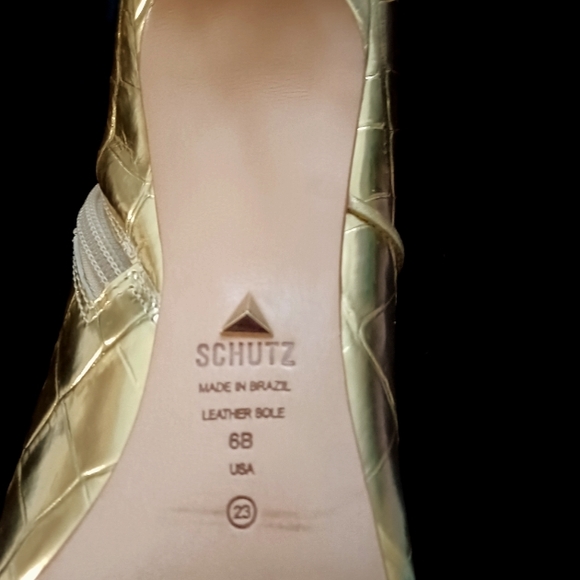 SCHUTZ Gold Metallic Ankle Booties - Picture 5 of 6